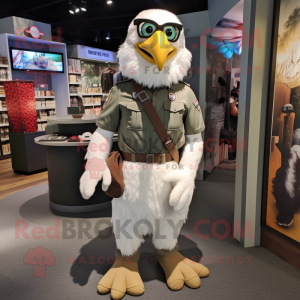 White Hawk mascot costume character dressed with a Cargo Pants and Headbands