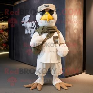 White Hawk mascot costume character dressed with a Cargo Pants and Headbands