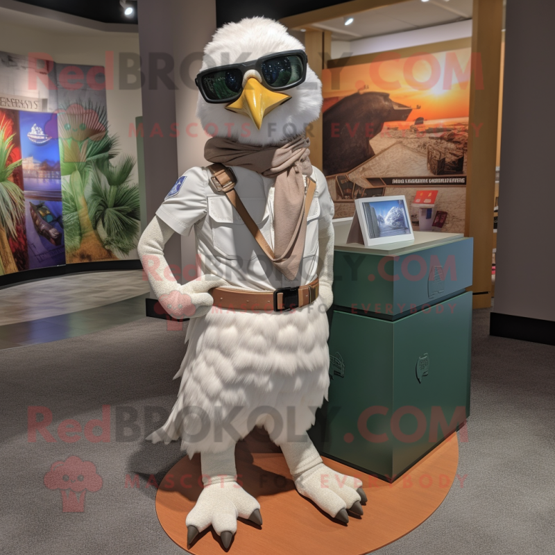 White Hawk mascot costume character dressed with a Cargo Pants and Headbands