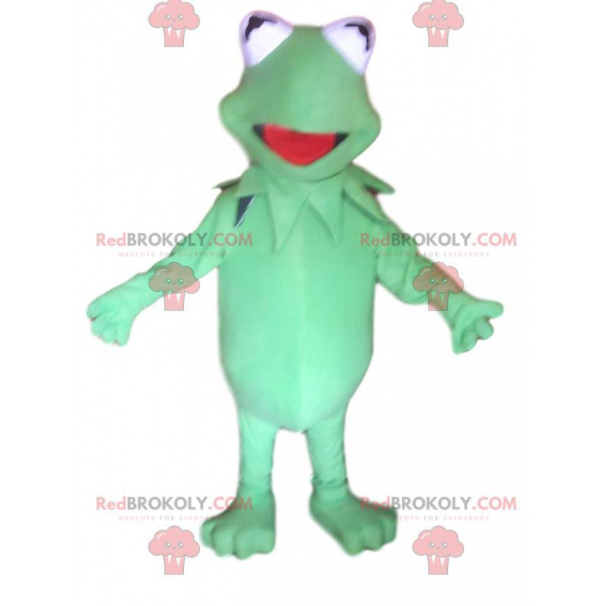 Super roztomilý a komický maskot zelená žába - Redbrokoly.com