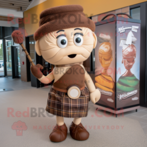 Brown Bagpipe mascot costume character dressed with a Bikini and Ties