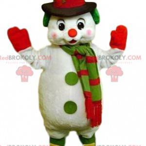 Boneco de neve fofo mascote e chapéu preto - Redbrokoly.com