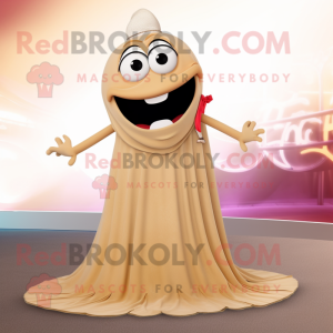 Tan Ceviche mascot costume character dressed with a Evening Gown and Shoe laces