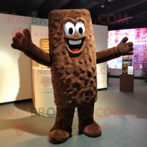 Brown Chocolate Bars mascot costume character dressed with a Bodysuit and Mittens