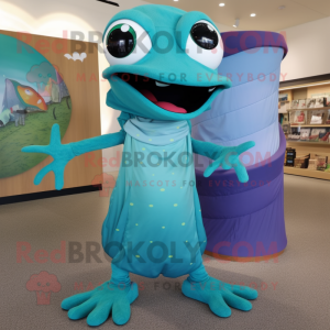 Postava maskota Teal Geckos...