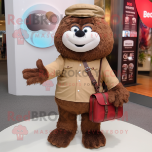 Brown Bracelet mascot costume character dressed with a Chinos and Handbags