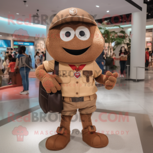 Brown Bracelet mascot costume character dressed with a Chinos and Handbags