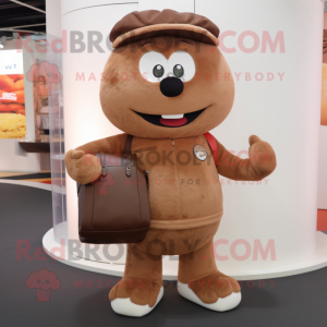 Brown Bracelet mascot costume character dressed with a Chinos and Handbags