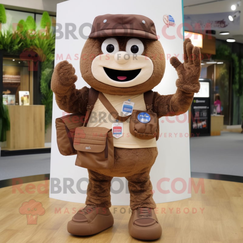 Brown Bracelet mascot costume character dressed with a Chinos and Handbags Brown Bracelet mascot costume character dressed with a Chinos and Handbags