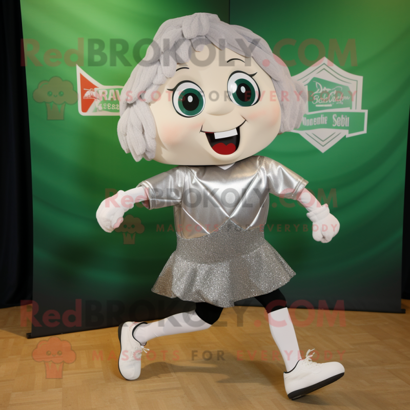 Silver Irish Dancer mascot costume character dressed with a Running Shorts and Shawls Silver Irish Dancer mascot costume character dressed with a Running Shorts and Shawls