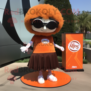 Rust Shepard'S Pie mascot costume character dressed with a Mini Skirt and Sunglasses