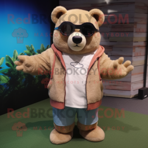 Beige Bear maskot kostume...