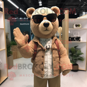 Beige Bear maskot kostume...