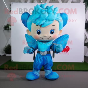 Cyan Cupid maskot drakt...