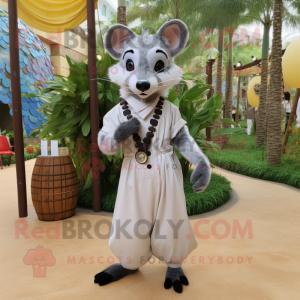 Hvid Civet maskot kostume...