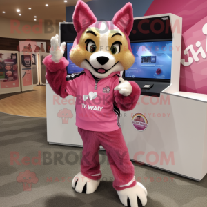 Pink Lynx maskot kostume...