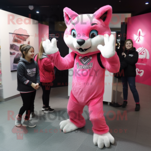 Pink Lynx maskot kostume...