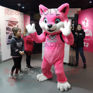 Roze Lynx mascotte kostuum...