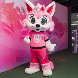 Pink Lynx maskot kostume...