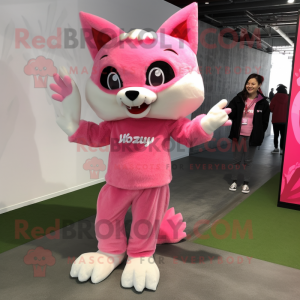 Pink Lynx maskot kostume...