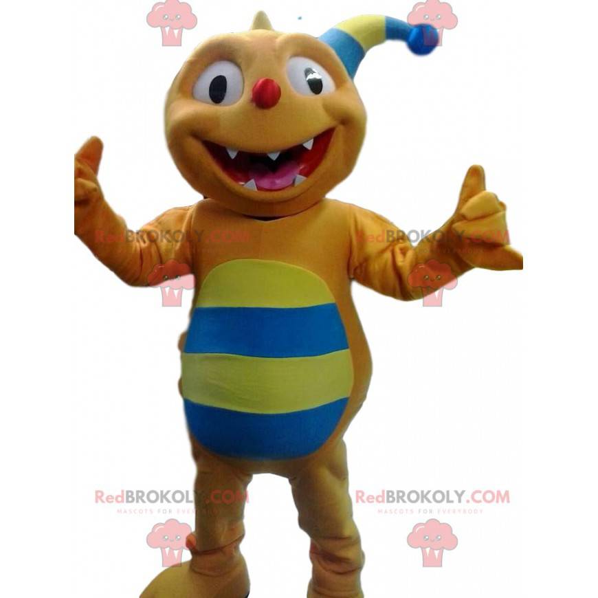 Arancione e blu comico mascotte giullare re. - Redbrokoly.com