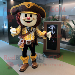 Gold Pirate maskot kostume...