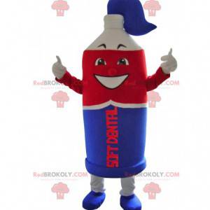 Mascot super tubo de pasta de dientes azul y roja -