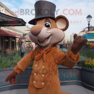 Brown Ratatouille mascot costume character dressed with a Jacket and Berets