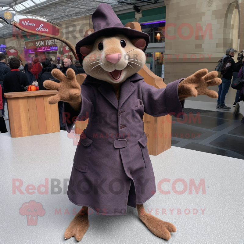 Brown Ratatouille mascot costume character dressed with a Jacket and Berets