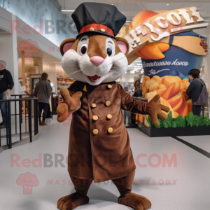 Brown Ratatouille mascot costume character dressed with a Jacket and Berets