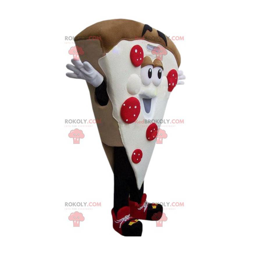 Crispy pizza mascot with tomatoes and cream - Redbrokoly.com