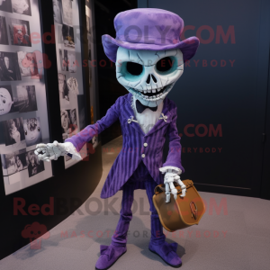 Lavender Undead mascot costume character dressed with a Culottes and Pocket squares