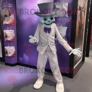 Lavender Undead mascot costume character dressed with a Culottes and Pocket squares