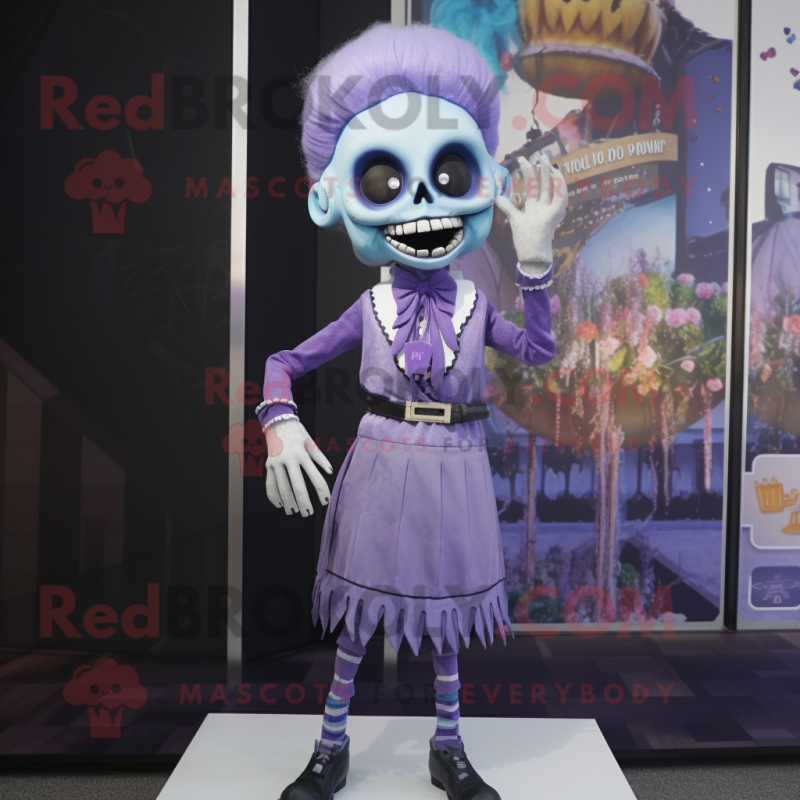 Lavender Undead mascot costume character dressed with a Culottes and Pocket squares