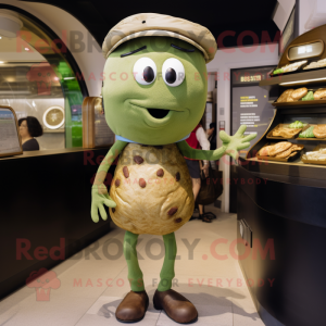 Olive Bagels mascot costume character dressed with a Poplin Shirt and Brooches