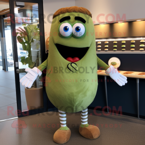 Olive Bagels mascot costume character dressed with a Poplin Shirt and Brooches