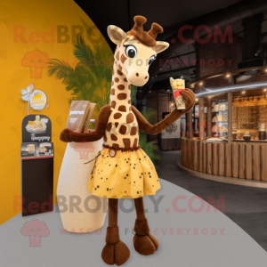 Brun giraff maskot drakt...