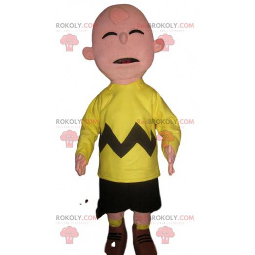 Zabawna maskotka bałwana w fluorescencyjnym żółtym stroju