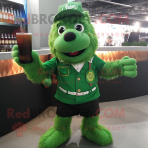 Forest Green Green Beer mascot costume character dressed with a Polo Tee and Pocket squares
