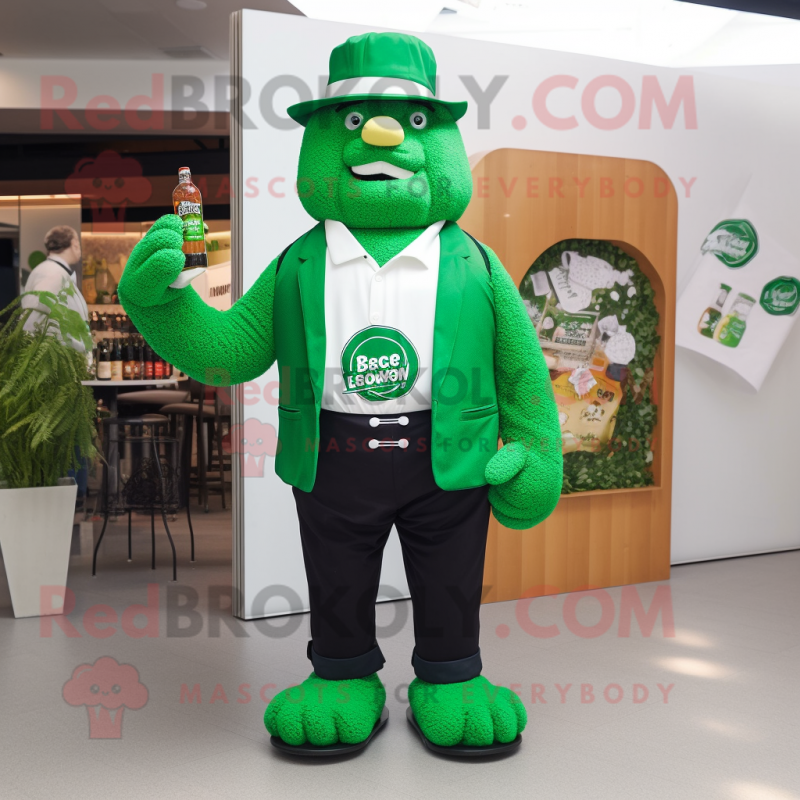 Forest Green Green Beer mascot costume character dressed with a Polo Tee and Pocket squares Forest Green Green Beer mascot costume character dressed with a Polo Tee and Pocket squares