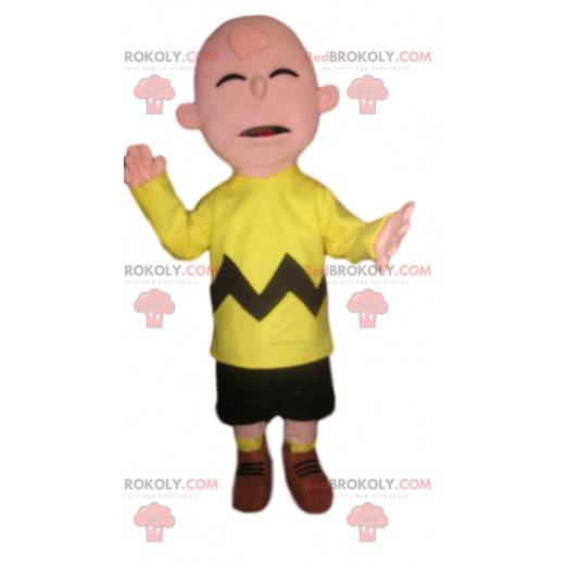 Mascotte de bonhomme drôle en tenue de supporter jaune fluo -