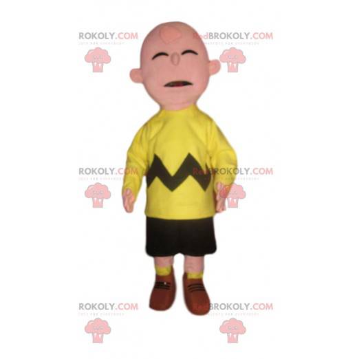 Mascotte de bonhomme drôle en tenue de supporter jaune fluo -