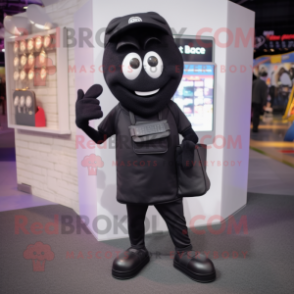 Black Phone mascot costume character dressed with a Joggers and Briefcases