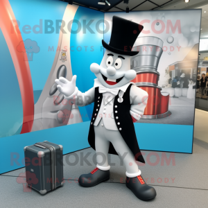 Silver Ring Master mascot costume character dressed with a Leggings and Briefcases