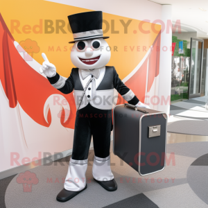 Silver Ring Master mascot costume character dressed with a Leggings and Briefcases