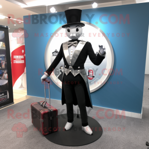 Silver Ring Master mascot costume character dressed with a Leggings and Briefcases