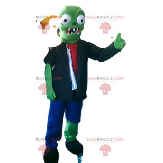 Mascotte du monstrueux Frankenstein vert et sa blouse marron -