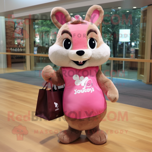 Rosa ekorre maskot kostym...