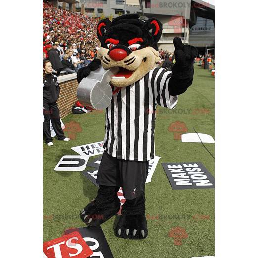 Mascot zwart rood en beige kat - mascotte tijger -