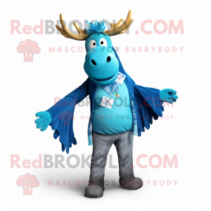 Cyan Moose mascotte kostuum...